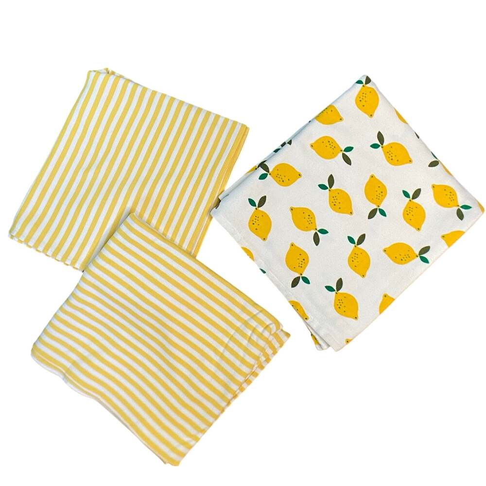 Hanna Andersson Baby & Toddler Blanket Lot 3 Lemon Pattern, Yellow, White